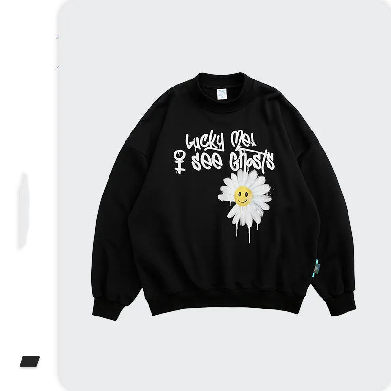 English printed loose crew neck sweater men - Bellarte Enchanté English printed loose crew neck sweater men